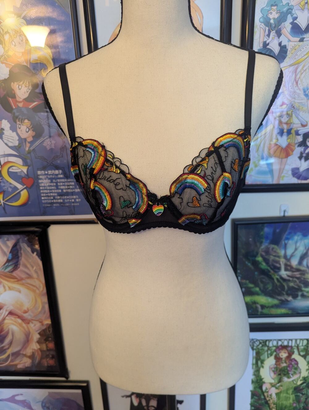 Savage x Fenty Pride Embroidered Unlined Demi Bra Sz 34B